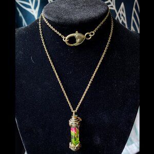 Handmade Real Rose Vial Necklace-Flower Orb